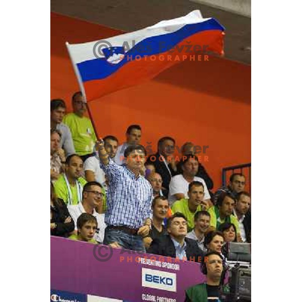 Borut Pahor, zoran Milanovic and Alenka Bratusek at basketball match Slovenia vs Croatia in preliminary round group C of Eurobasket 2013, played in Arena Zlatorog in Celje, Slovenia on September 8, 2013 