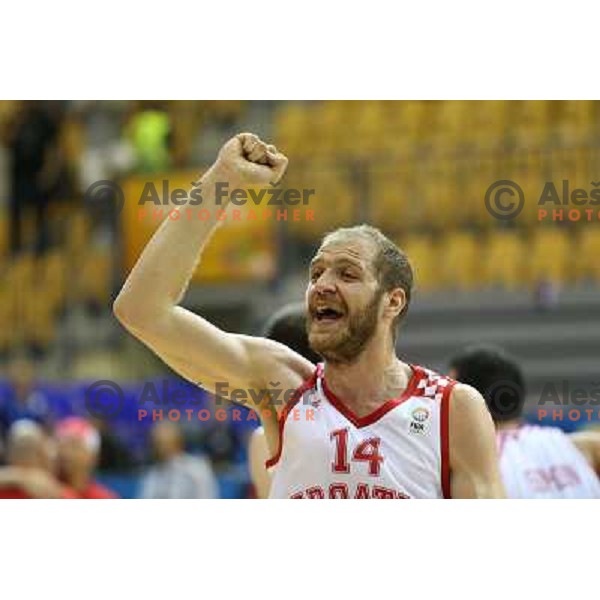Luka Zoric of Croatia celebrates victory at basketball match Czech Republic vs Croatia in preliminary round group C of Eurobasket 2013, played in Arena Zlatorog in Celje, Slovenia on September 9, 2013 