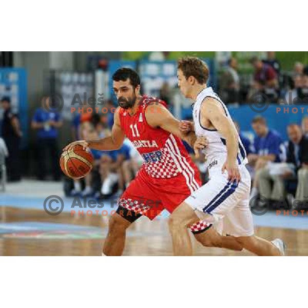 Krunoslav Simon of Croatia in action during basketball match Finland vs Croatia in main round group F of Eurobasket 2013, played in Arena Stozice in Ljubljana, Slovenia on September 12, 2013 