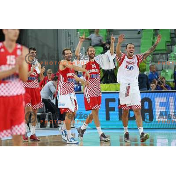 Bogdanovic, Zoric, Markota of Croatia in action during basketball match Finland vs Croatia in main round group F of Eurobasket 2013, played in Arena Stozice in Ljubljana, Slovenia on September 12, 2013 