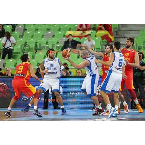of Greece in action during basketball match Spain vs Greece in main round group F of Eurobasket 2013, played in Arena Stozice in Ljubljana, Slovenia on September 12, 2013 