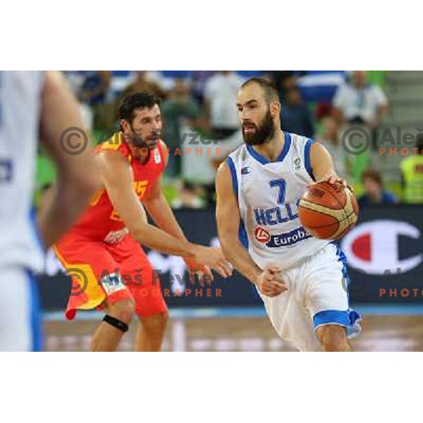 of Greece in action during basketball match Spain vs Greece in main round group F of Eurobasket 2013, played in Arena Stozice in Ljubljana, Slovenia on September 12, 2013 