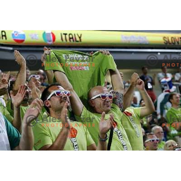 Fans of Slovenia in action during basketball match Slovenia-Italy in second round group F of Eurobasket 2013, played in Arena Stozice in Ljubljana, Slovenia on September 12, 2013 