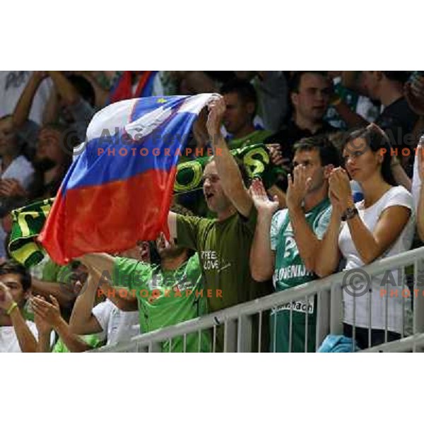 Fans of Slovenia in action during basketball match Slovenia-Italy in second round group F of Eurobasket 2013, played in Arena Stozice in Ljubljana, Slovenia on September 12, 2013 