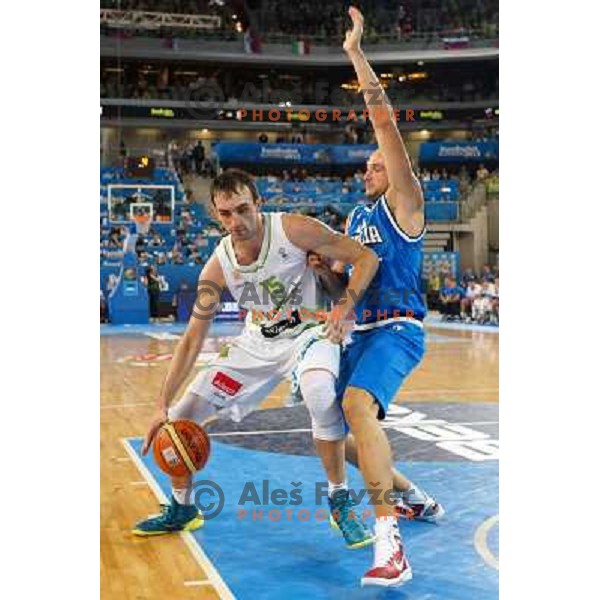 Mirza Begic of Slovenia in action during basketball match Slovenia-Italy in second round group F of Eurobasket 2013, played in Arena Stozice in Ljubljana, Slovenia on September 12, 2013 