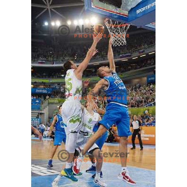 Mirza Begic of Slovenia in action during basketball match Slovenia-Italy in second round group F of Eurobasket 2013, played in Arena Stozice in Ljubljana, Slovenia on September 12, 2013 