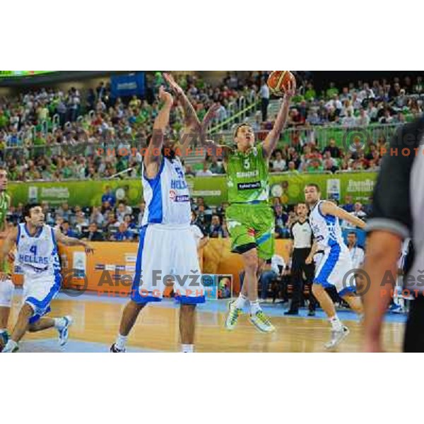Jaka Lakovic of Slovenia in action during basketball match Slovenia-Greece in second round group F of Eurobasket 2013, played in Arena Stozice in Ljubljana, Slovenia on September 14, 2013 
