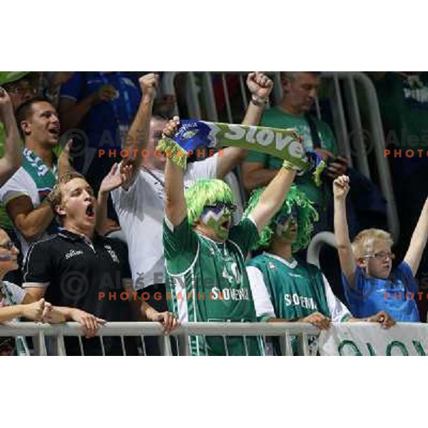 Fans of Slovenia in action during basketball match Slovenia-Greece in second round group F of Eurobasket 2013, played in Arena Stozice in Ljubljana, Slovenia on September 14, 2013 