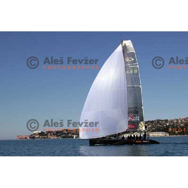 Team 44 first with Black Beauty (RC 44 yacht by Russell Coutts) first time on the water in Portorose, Slovenia