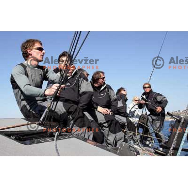 Team 44 first with Black Beauty (RC 44 yacht by Russell Coutts) first time on the water in Portorose, Slovenia