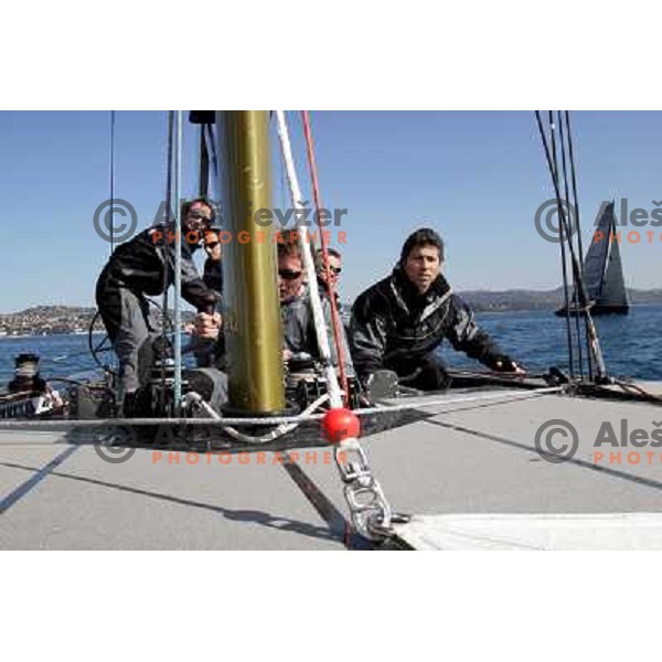 Team 44 first with Black Beauty (RC 44 yacht by Russell Coutts) first time on the water in Portorose, Slovenia