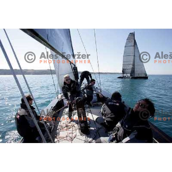 Team 44 first with Black Beauty (RC 44 yacht by Russell Coutts) first time on the water in Portorose, Slovenia