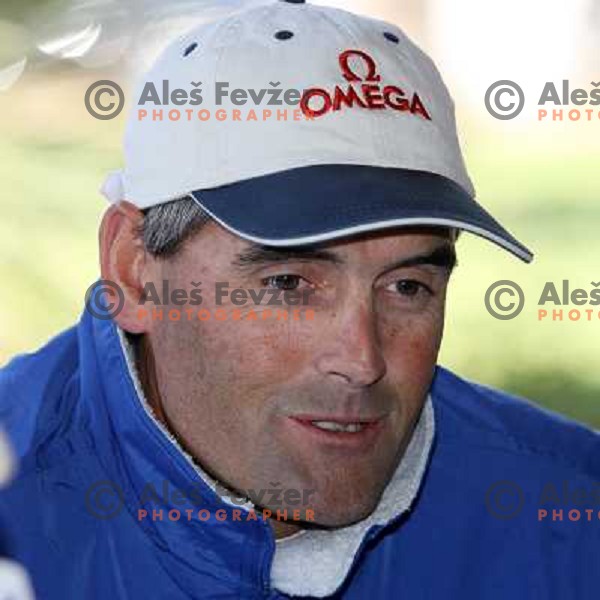 Russell Coutts on press conference before Team 44 with Black Beauty (RC 44 yacht by Russell Coutts) sail for the first time on the water in Portorose, Slovenia