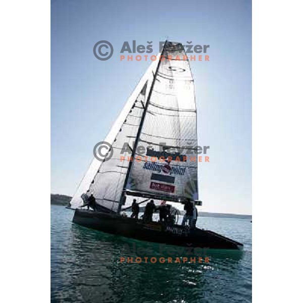 Team 44 first with Black Beauty (RC 44 yacht by Russell Coutts) first time on the water in Portorose, Slovenia