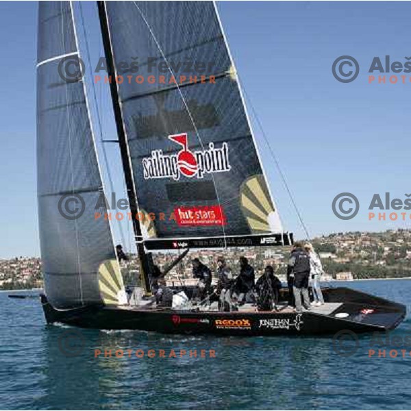 Team 44 first with Black Beauty (RC 44 yacht by Russell Coutts) first time on the water in Portorose, Slovenia