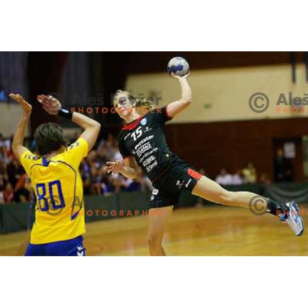 Barbara Lazovic of Krim Mercator in action during handball match between RK Krim Mercator and Hypo at 10. Memorial of Vinka Kandije, played in Galjevica Hall on September 20, Ljubljana, Slovenia 