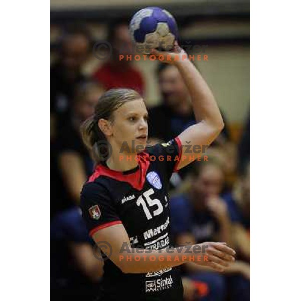 Barbara Lazovic of Krim Mercator in action during handball match between RK Krim Mercator and Hypo at 10. Memorial of Vinka Kandije, played in Galjevica Hall on September 20, Ljubljana, Slovenia 