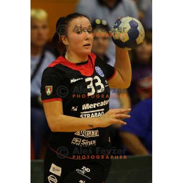 Katarina Krpez of Krim Mercator in action during handball match between RK Krim Mercator and Hypo at 10. Memorial of Vinka Kandije, played in Galjevica Hall on September 20, Ljubljana, Slovenia 