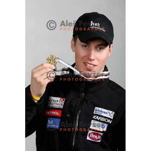 Matic Skube with Slalom medal from World Ski Junior Championships in Flachau, Austria (12/03/2007)