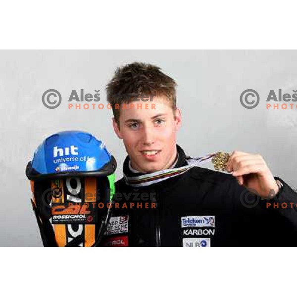 Matic Skube with Slalom medal from World Ski Junior Championships in Flachau, Austria (12/03/2007)