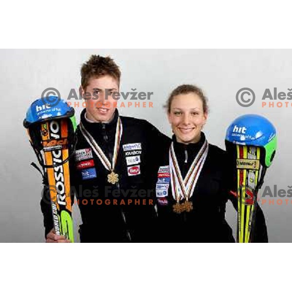 Ilka Stuhec with medals from World Ski Junior Championships in Flachau, Austria March 12,2007