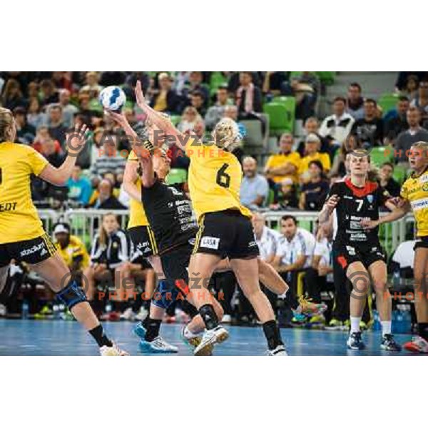 Andrea Penezic in action during handball match Krim Mercator - IK Savehof in EHF Women\'s Champions league, played in Arena Stozice, Ljubljana, Slovenia on October 05, 2013 