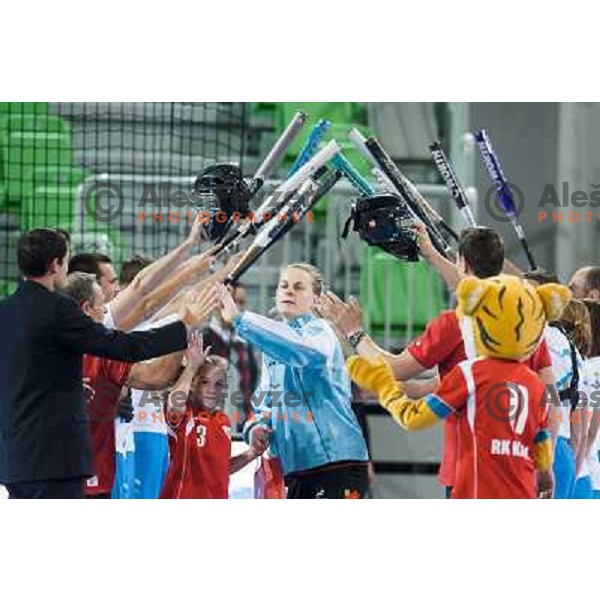 Nina Worz in action during handball match Krim Mercator - IK Savehof in EHF Women\'s Champions league, played in Arena Stozice, Ljubljana, Slovenia on October 05, 2013 