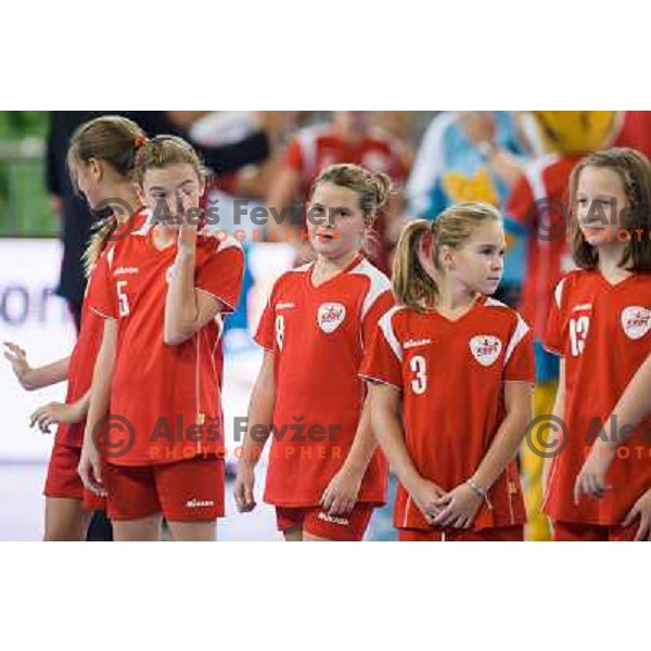 in action during handball match Krim Mercator - IK Savehof in EHF Women\'s Champions league, played in Arena Stozice, Ljubljana, Slovenia on October 05, 2013 