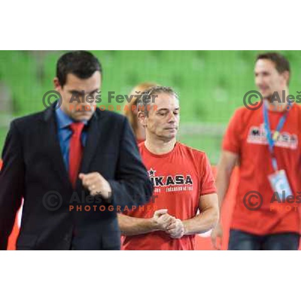 Tone Tiselj during handball match Krim Mercator - IK Savehof in EHF Women\'s Champions league, played in Arena Stozice, Ljubljana, Slovenia on October 05, 2013 