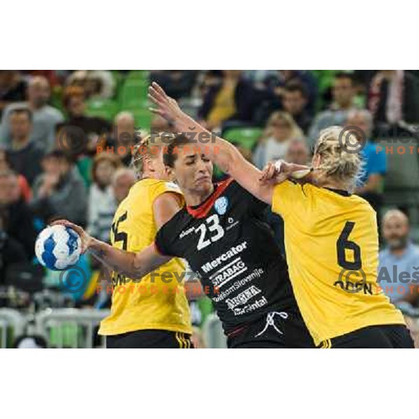 Andrea Penezic in action during handball match Krim Mercator - IK Savehof in EHF Women\'s Champions league, played in Arena Stozice, Ljubljana, Slovenia on October 05, 2013 