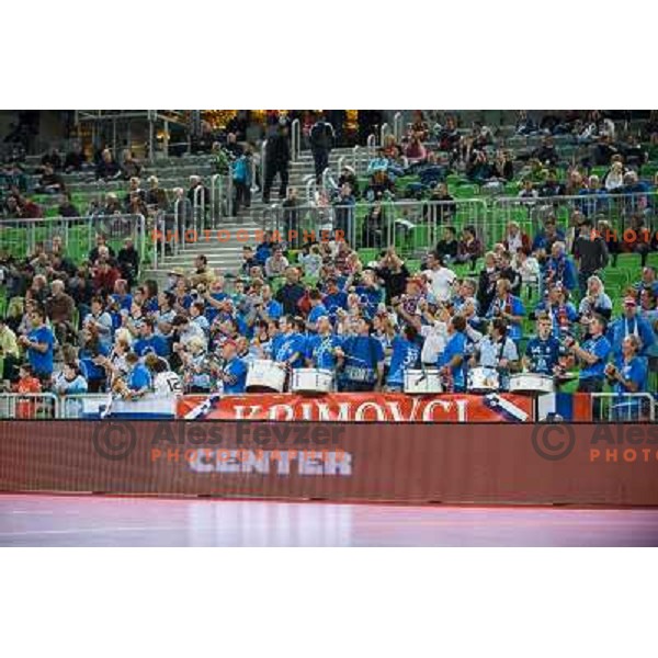 Krim fans during handball match Krim Mercator - IK Savehof in EHF Women\'s Champions league, played in Arena Stozice, Ljubljana, Slovenia on October 05, 2013 