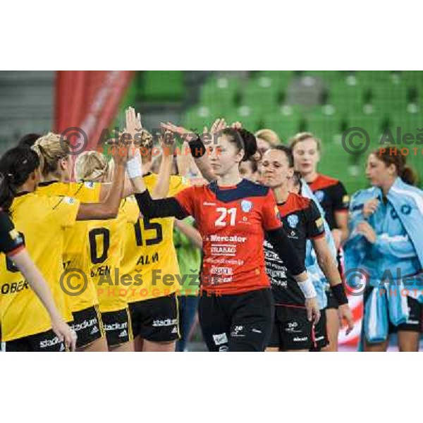 Talida Tolnai in action during handball match Krim Mercator - IK Savehof in EHF Women\'s Champions league, played in Arena Stozice, Ljubljana, Slovenia on October 05, 2013 