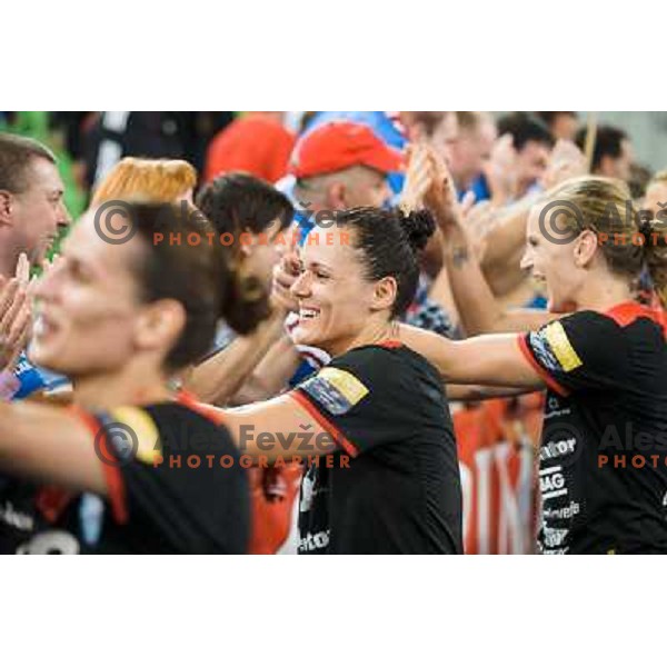 Daniela Piedade in action during handball match Krim Mercator - IK Savehof in EHF Women\'s Champions league, played in Arena Stozice, Ljubljana, Slovenia on October 05, 2013 