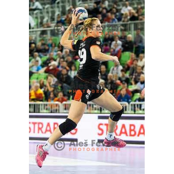 Neli Irman in action during handball match Krim Mercator - IK Savehof in EHF Women\'s Champions league, played in Arena Stozice, Ljubljana, Slovenia on October 05, 2013 
