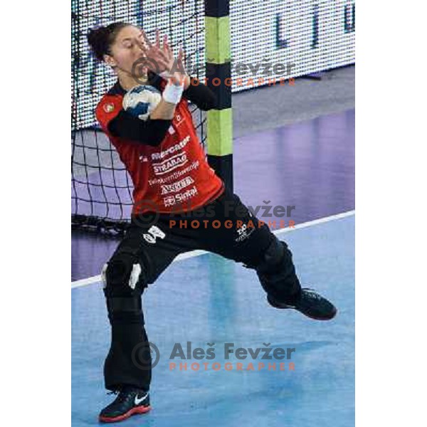 Talida Tolnai in action during handball match Krim Mercator - IK Savehof in EHF Women\'s Champions league, played in Arena Stozice, Ljubljana, Slovenia on October 05, 2013 