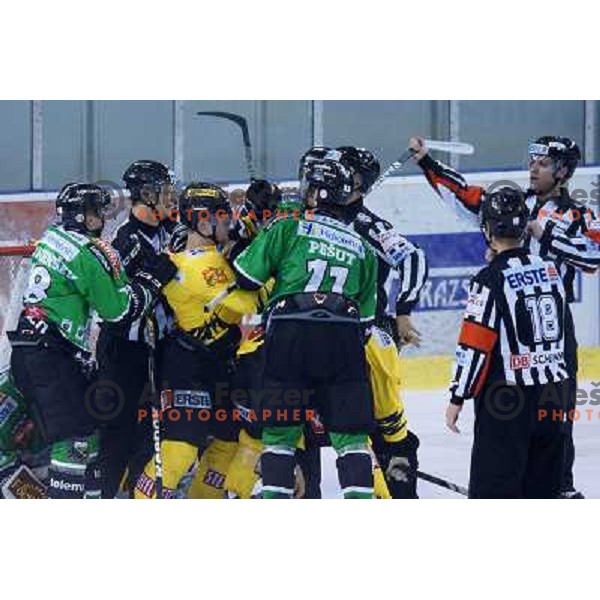 of Telemach Olimpija in action during ice-hockey match Telemach Olimpija- Vienna Capitals in round 7 of Ebel league 2013/2014, played in Hala Tivoli, Ljulbjana, Slovenia on October 8,2013 