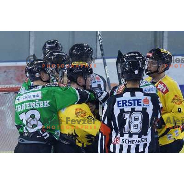 of Telemach Olimpija in action during ice-hockey match Telemach Olimpija- Vienna Capitals in round 7 of Ebel league 2013/2014, played in Hala Tivoli, Ljulbjana, Slovenia on October 8,2013 