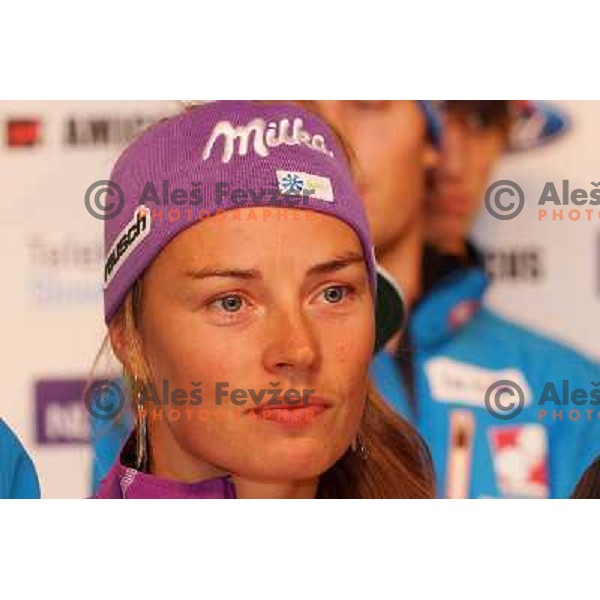 Tina Maze at official presentation of Slovenia ski team at Media day of Slovenia Ski Federation in Dvor Jezersek, Cerklje na Gorenjskem on October 10, 2013 