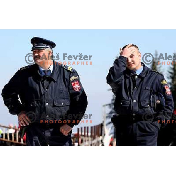 Police at Jahorina Ski resort, Sarajevo 1984 Olympic games Ladies Alpine ski venue at the end of skiing season 2007