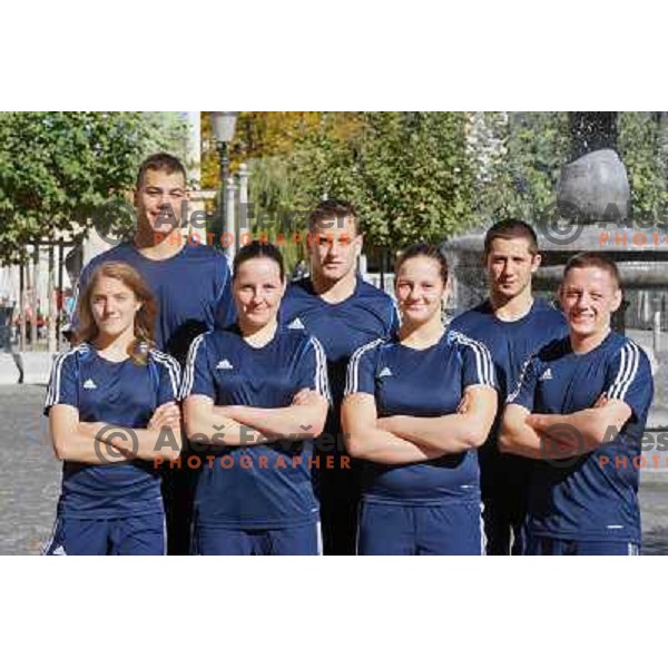 Members of Slovenia Junior Judo team at press conference before World Junior Championships in Ljubljana, Slovenia on October 16,2013 