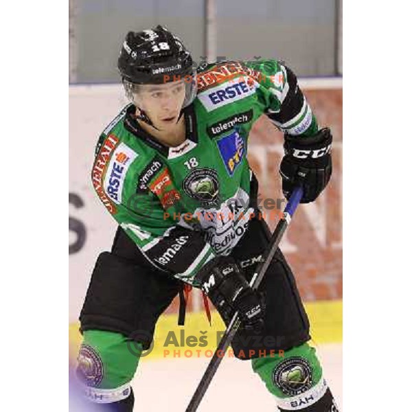 Ken Ograjensek of Telemach Olimpija in action during ice-hockey match Telemach Olimpija- VSV in round 14 of Ebel league 2013/2014, played in Hala Tivoli, Ljulbjana, Slovenia on October 20,2013 