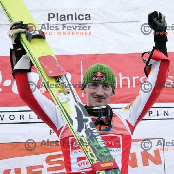 Adam Malysz celebrate victory in fiinal round of e-on ruhrgas FIS World cup in Ski jumping in Planica 23.2.2007, Slovenia