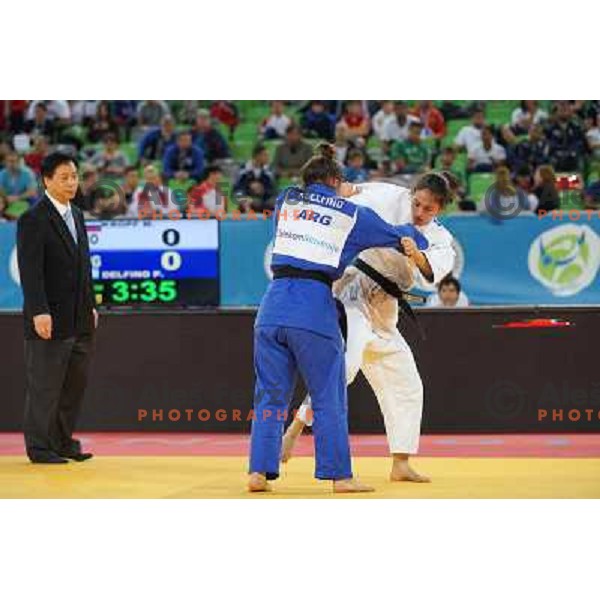 Manja Kropf of Slovenia in action during Judo World Championships Juniors in Arena Stozice, Ljubljana, Slovenia on October 24, 2013 