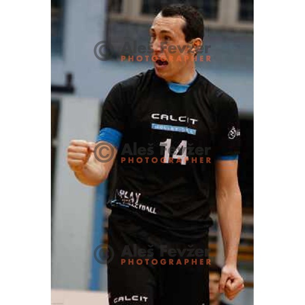 Ziga Stern of Kalcit Volleyball in action during volleyball match between Kalcit Volleybal and Astec Triglav at 1. DOL Leauge, played in Kamnik, Slovenia on Oktober 26th, 2013 