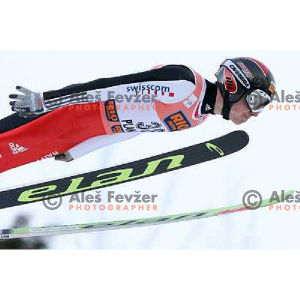 Simon Ammann during first jump of e-on ruhrgas FIS World cup in Ski jumping in Planica 23.2.2007, Slovenia