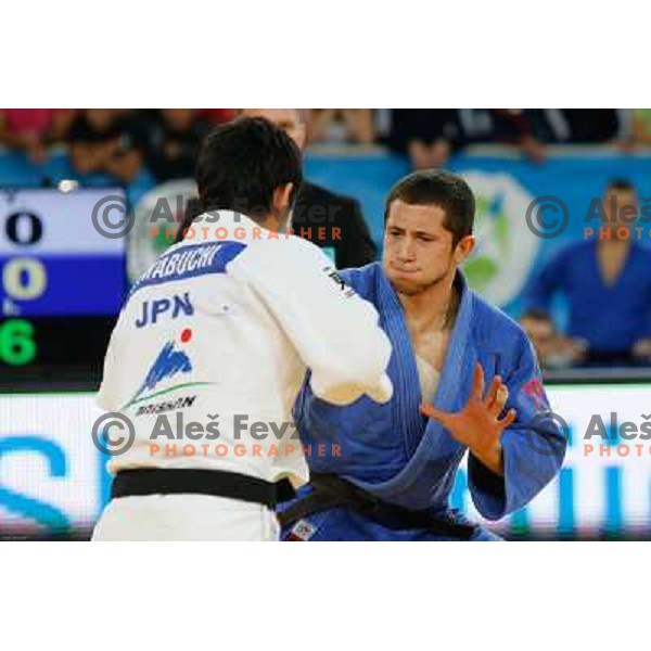 Igor Potparic of Slovenia and Yusei Iwabuchi of Japan in action during Judo World Championships Juniors in Arena Stozice, Ljubljana, Slovenia on October 27, 2013 