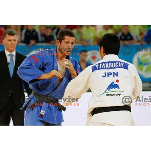 Igor Potparic of Slovenia and Yusei Iwabuchi of Japan in action during Judo World Championships Juniors in Arena Stozice, Ljubljana, Slovenia on October 27, 2013 