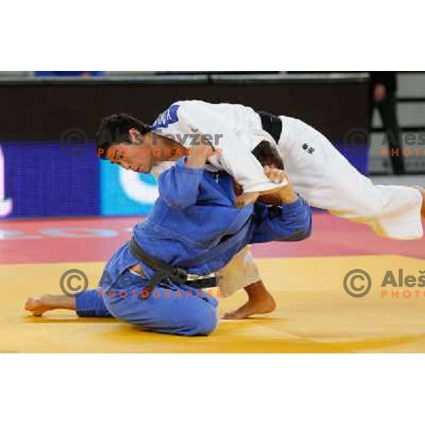 Igor Potparic of Slovenia and Yusei Iwabuchi of Japan in action during Judo World Championships Juniors in Arena Stozice, Ljubljana, Slovenia on October 27, 2013 