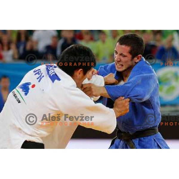 Igor Potparic of Slovenia and Yusei Iwabuchi of Japan in action during Judo World Championships Juniors in Arena Stozice, Ljubljana, Slovenia on October 27, 2013 