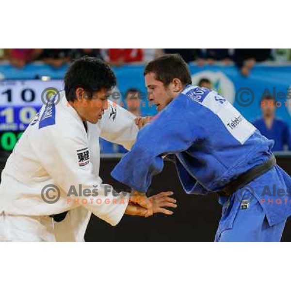 Igor Potparic of Slovenia and Yusei Iwabuchi of Japan in action during Judo World Championships Juniors in Arena Stozice, Ljubljana, Slovenia on October 27, 2013 